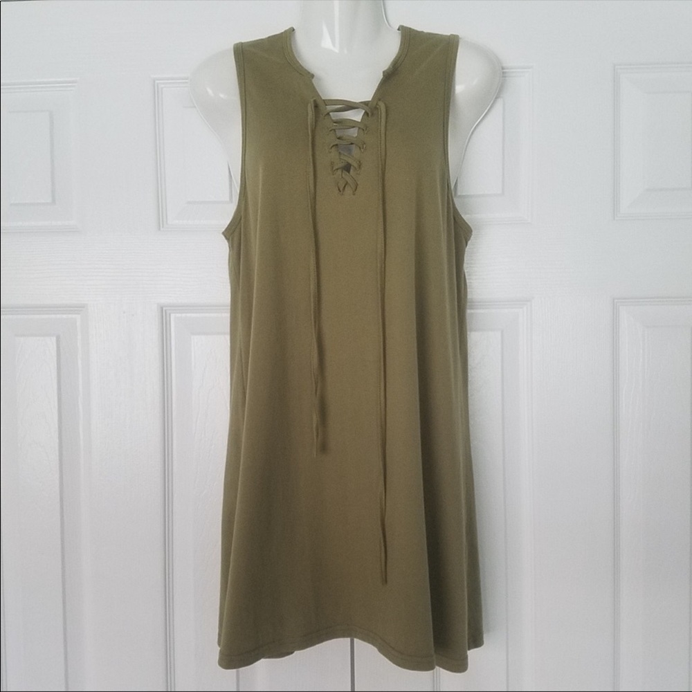 Army green lace up tunic